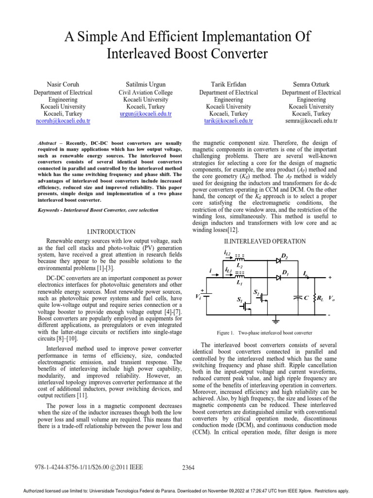 A Simple and Efficient Implemantation of Interleaved Boost Converter ...