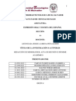 Grupo - Redacción de Memorandos, Acta de Reunión e Informe Académico