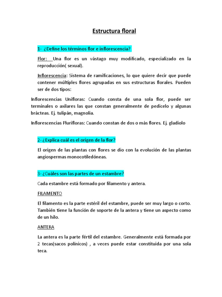 Estructura y clasificación floral | PDF | Flores | Reproducción de plantas