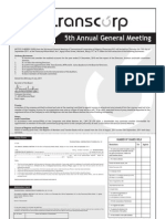 Transcorp 5th Annual General Meeting Notice - September 15, 2011