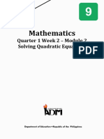 Math 9 q1w1 Module 2 - Solving Quadratic Equations For Students