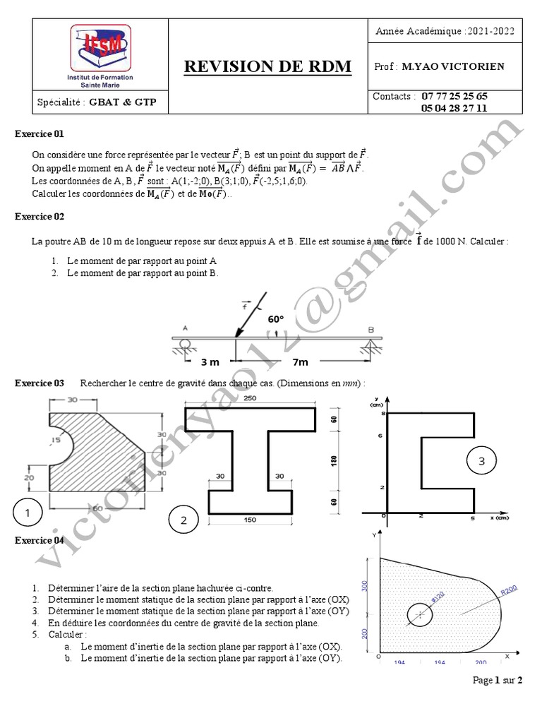 Moment statique en RDM et calculs associés | PDF | Physique | Mécanique