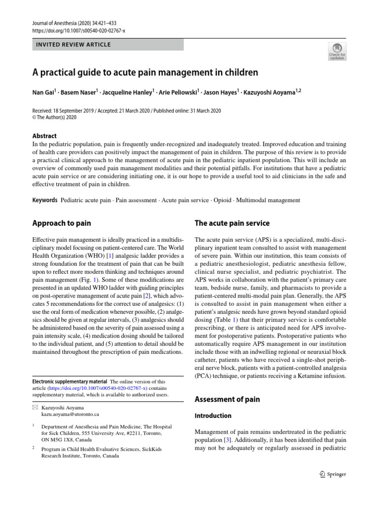 A Practical Guide To Pain Management IV Children | PDF | Opioid | Analgesic