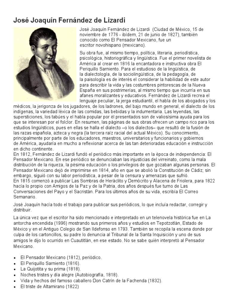 José Joaquín Fernández de Lizardi PDF