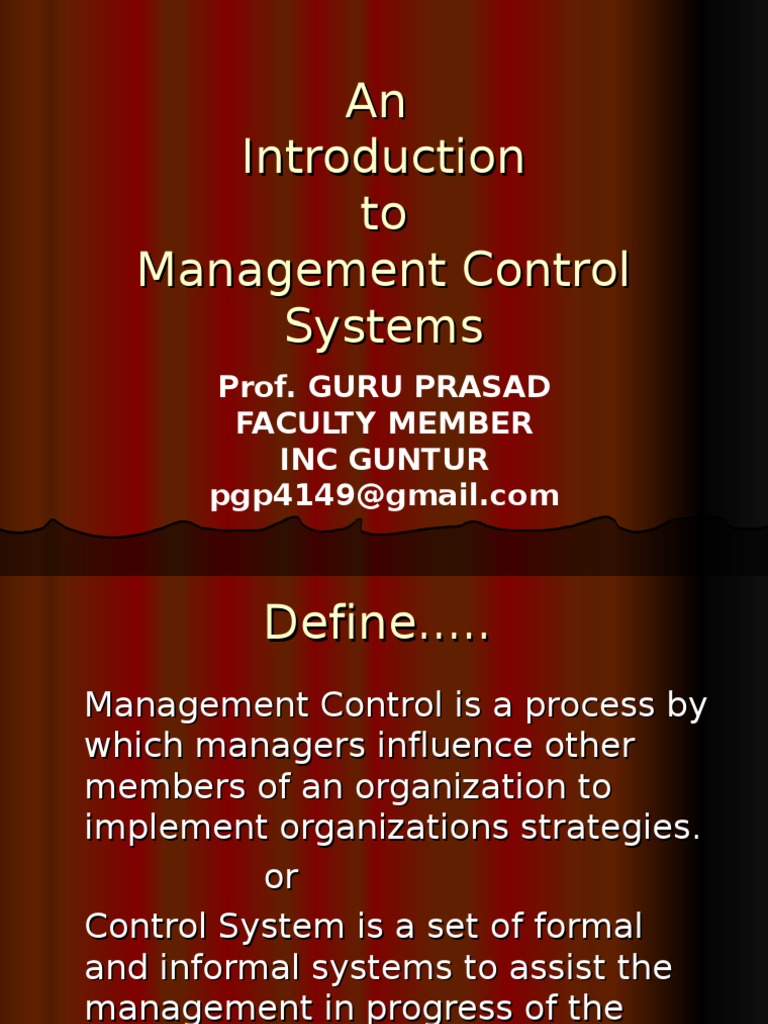 Management Control Systems Overview | PDF