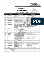 NMDCAT Vocabulary List 4