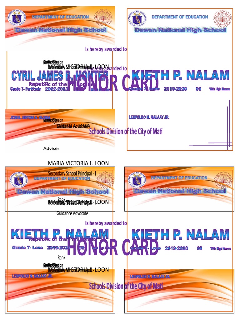 Honor Card | PDF