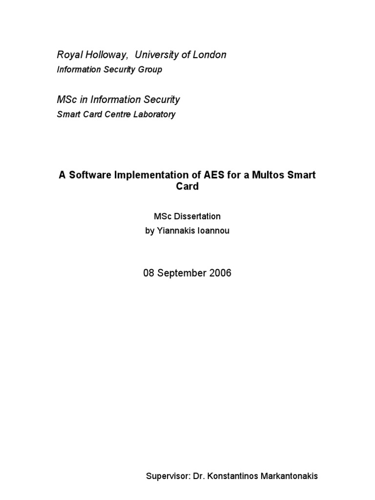 A Software Implementation of AES For A Multos Smart Card | PDF | Smart ...