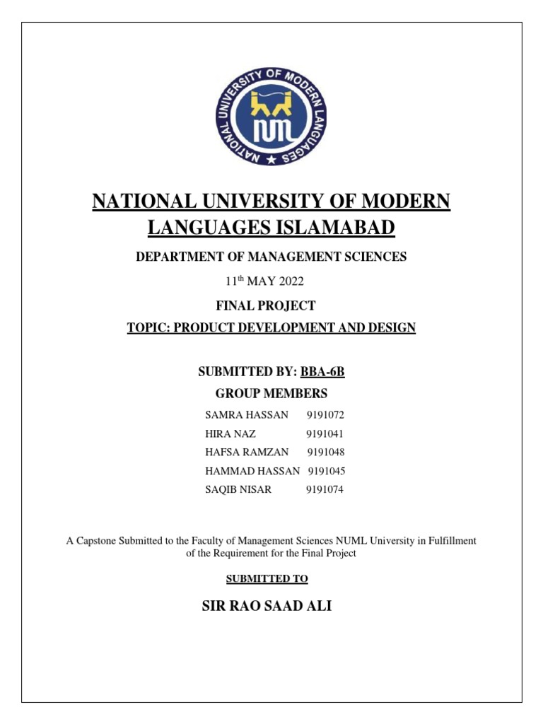 Samra Hassan Group BBA-6B Final Project POM | PDF | Computer Aided ...