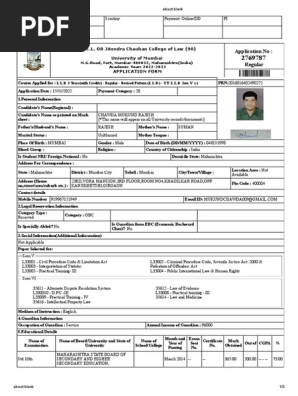 College  Application form