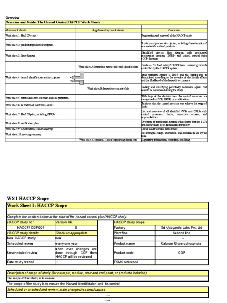 Chapter 3 HACCP Workbook Template | PDF | Hazards | Hazard Analysis And ...