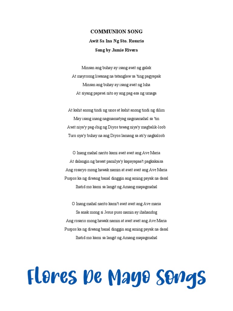 Flores de Mayo Songs PDF