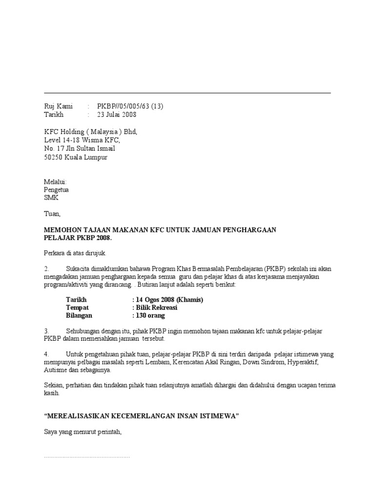 Surat Mohon Kfc Pkbp Pdf