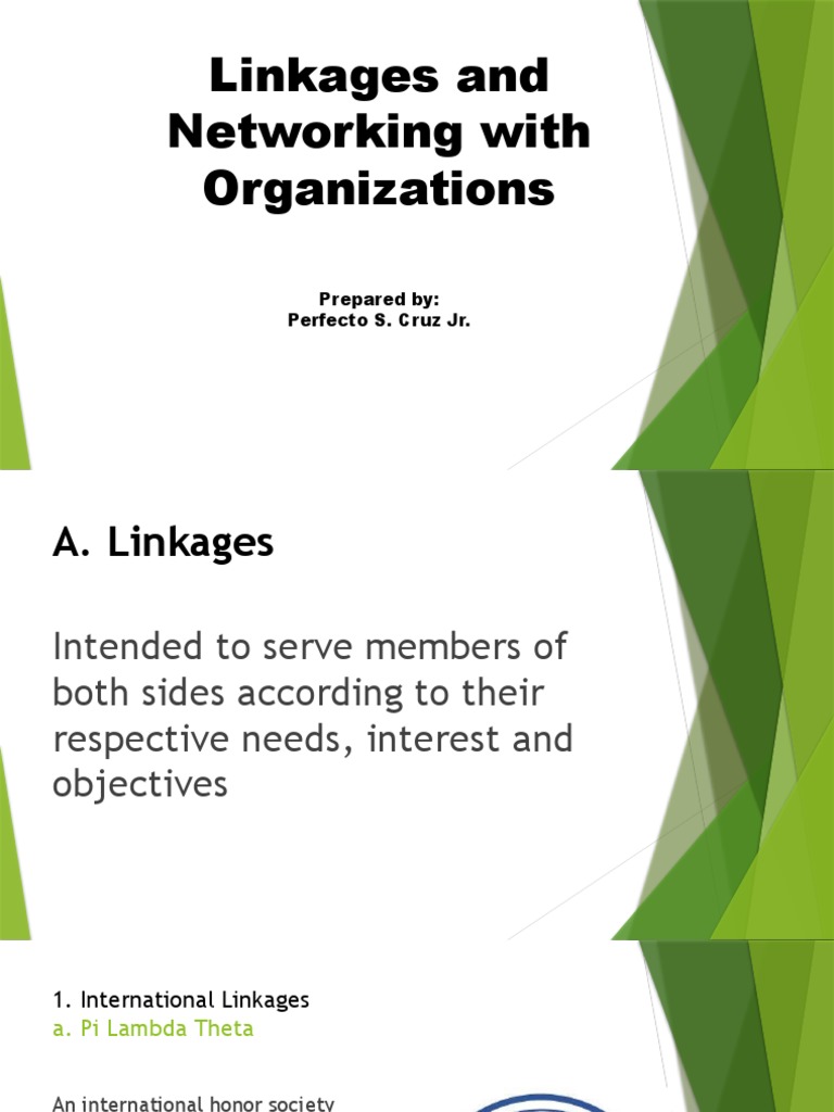 Linkages and Networking With Organizations Perfecto S. Cruz Jr. PDF
