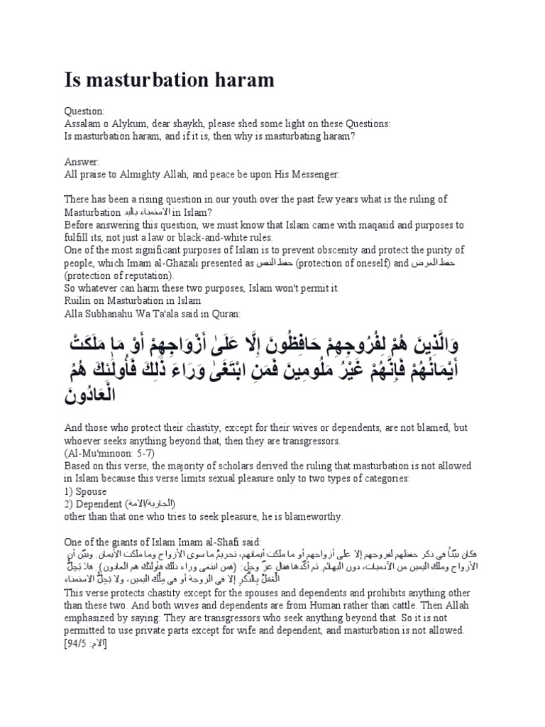 Is Masturbation Haram in Islam? | PDF | Religion & Spirituality