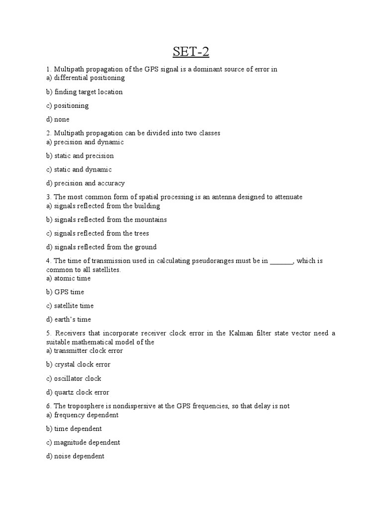 Gps Mcq's Set2 PDF Global Positioning System
