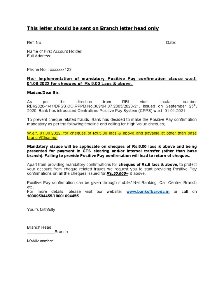 CPPS Letter For Customers | PDF
