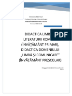 Suport de curs Didactica limbii și literaturii române