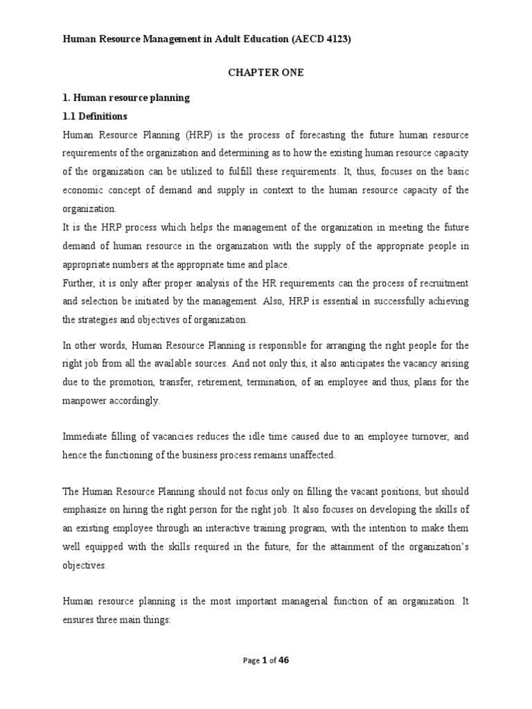 Human Resource Management in Adult Education | PDF | Recruitment ...