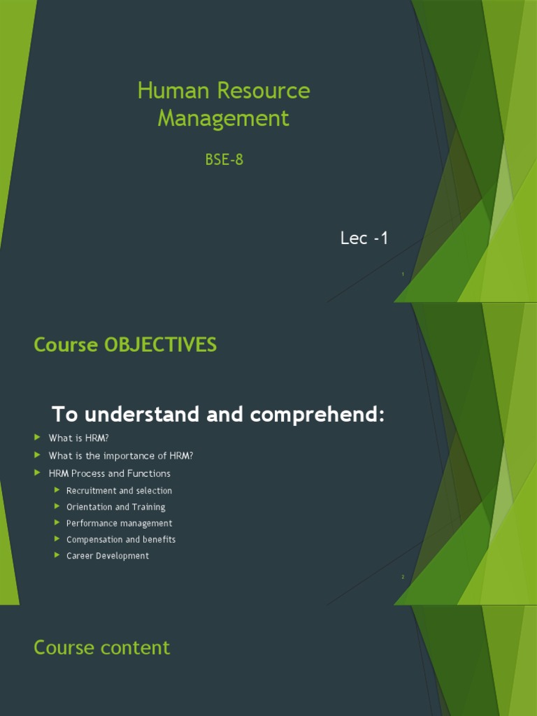 Lec 1 HRM | PDF | Human Resource Management | Recruitment