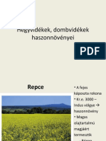 Hegyvidékek, Dombvidékek Haszonnövényei