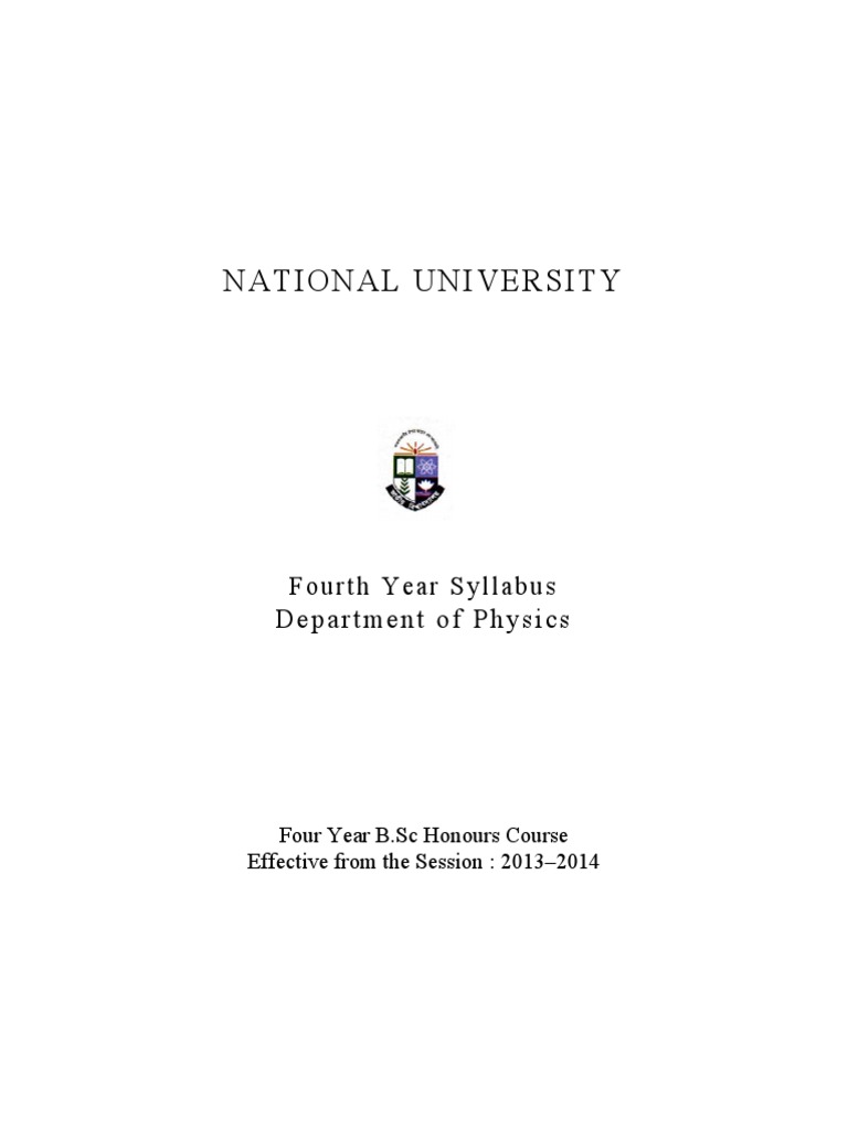 NU Fourth Year Physics Syllabus 2023 | PDF | Spacetime | Spin (Physics)
