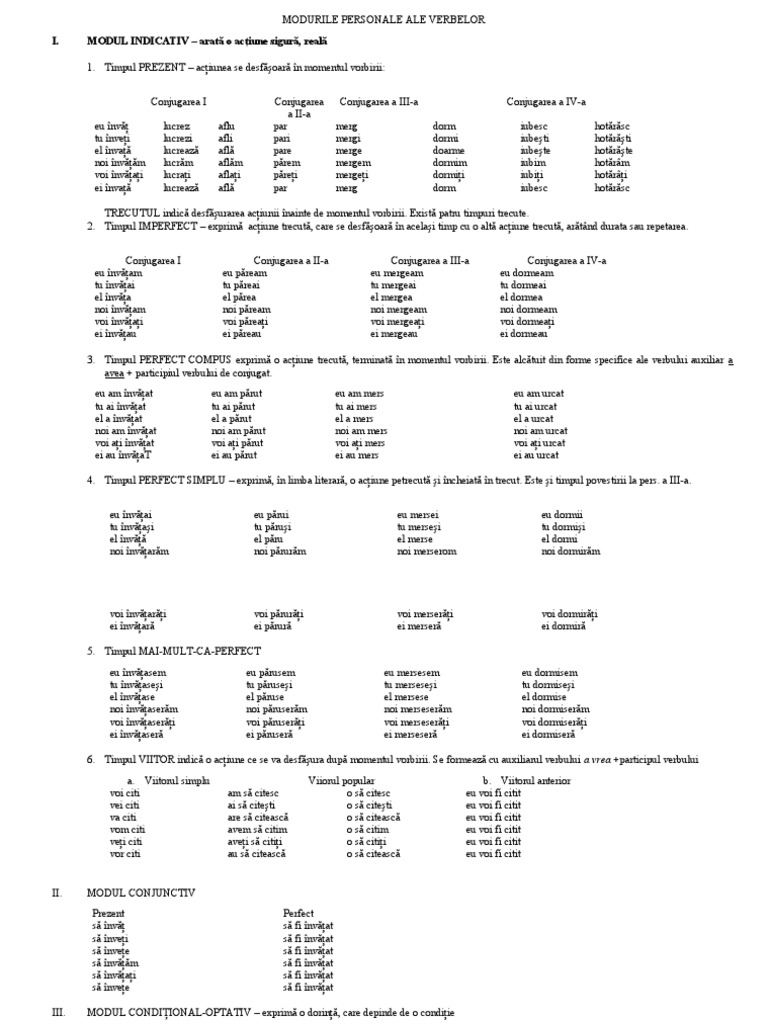 Modurile Personale Ale Verbelor | PDF