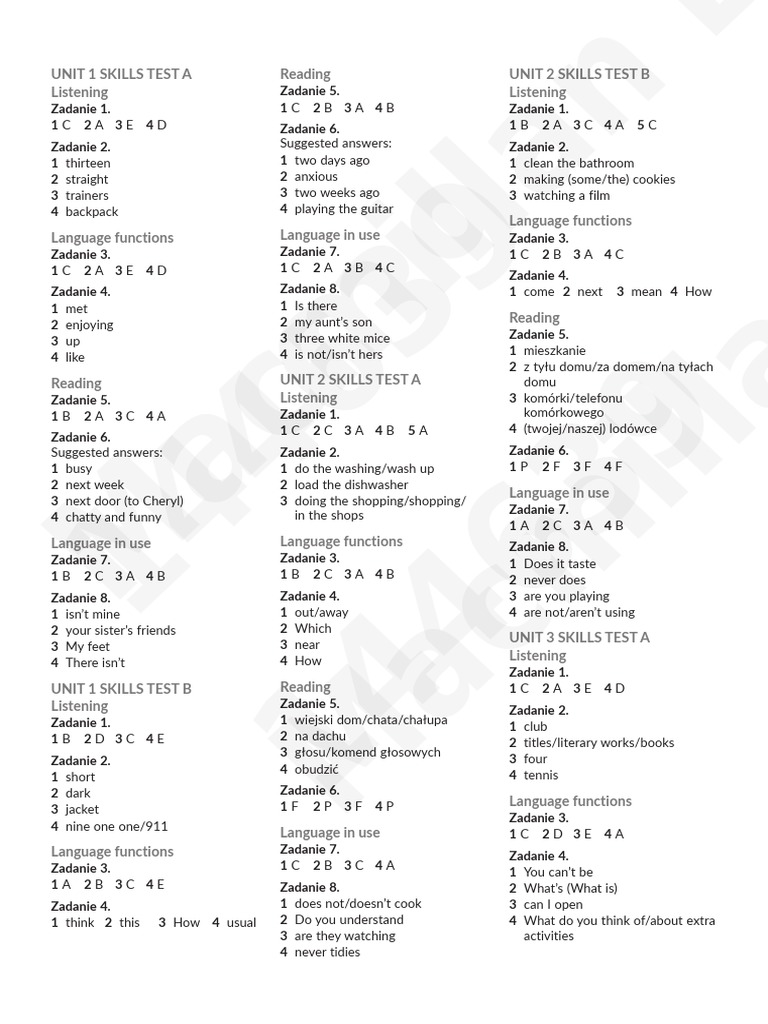 Unit 1 Skills Test Answers | PDF