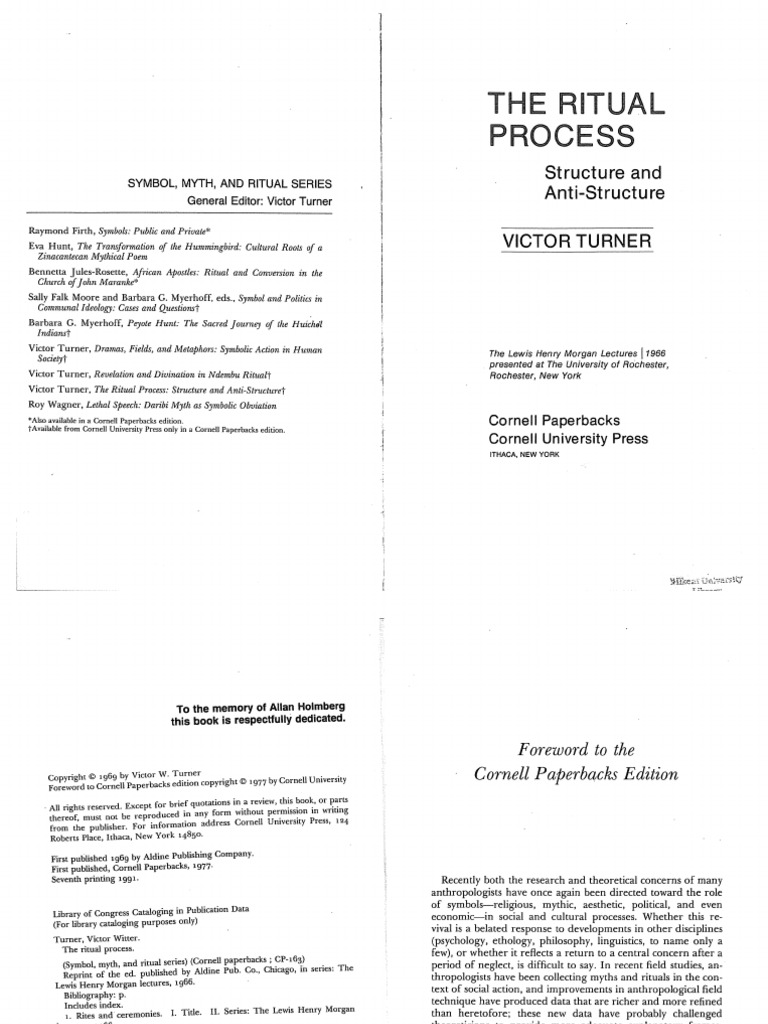 Victor Witter Turner The Ritual Process Structure and Anti-Structure | PDF