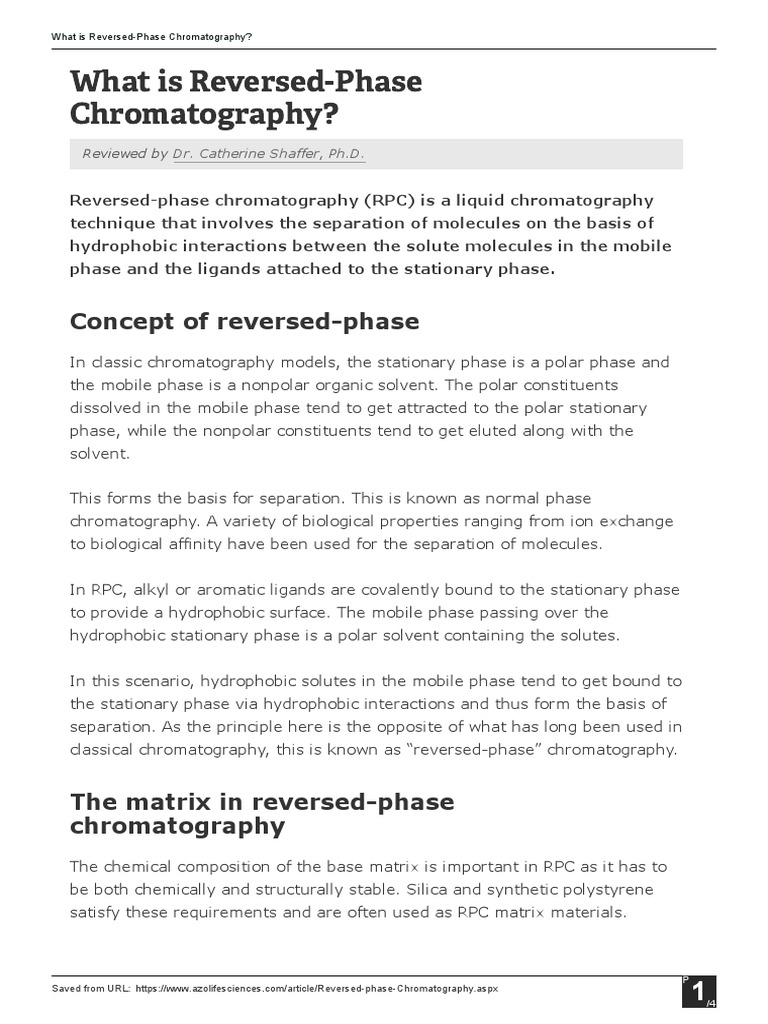 What Is Reversed Phase Chromatography PDF Chromatography High Performance Liquid