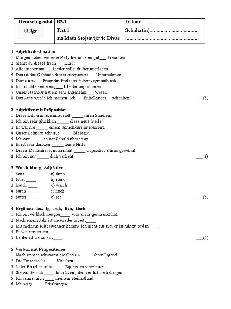 B2.1 Test 1 | PDF