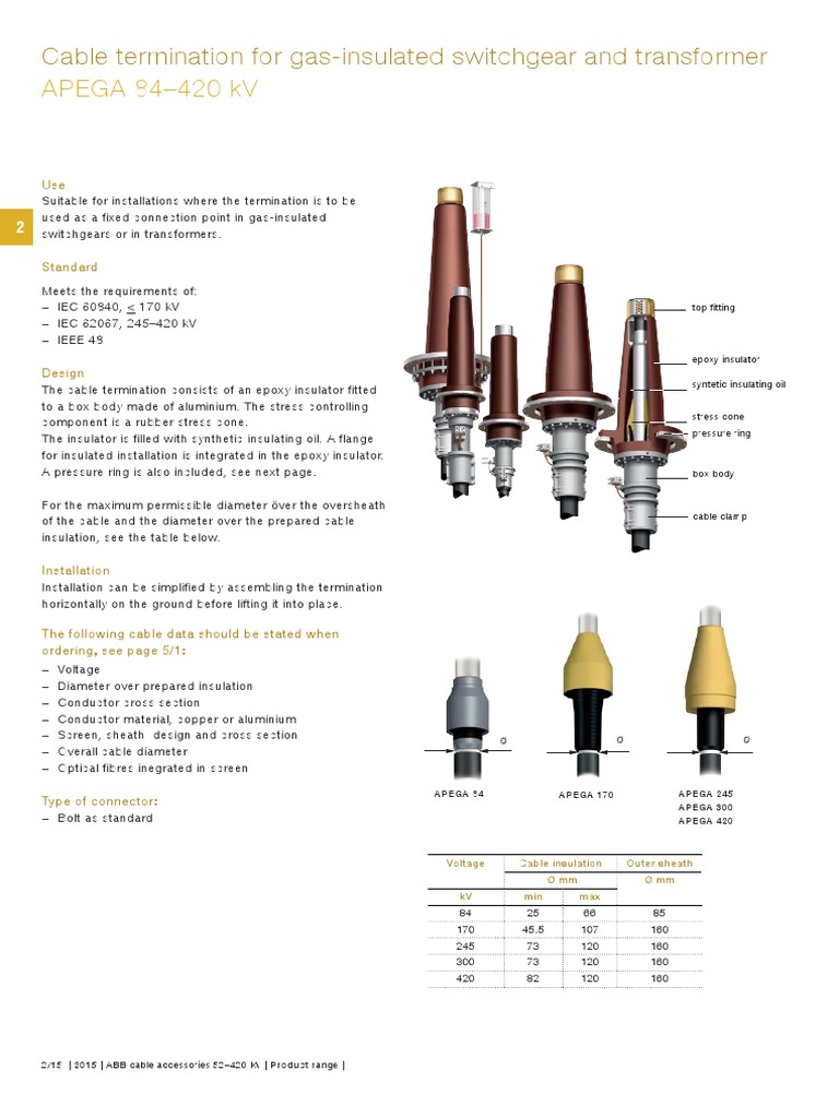 APEGA 84-420 kV Cable Termination Guide | PDF | Insulator (Electricity ...