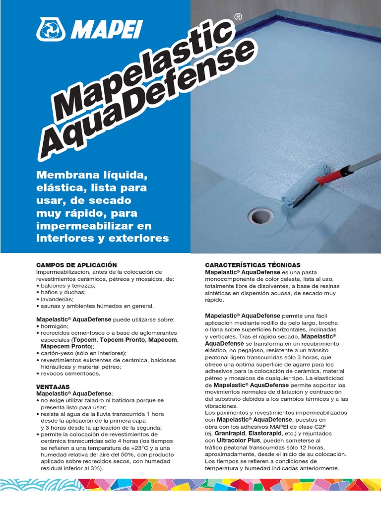 Impermeabilización con Mapelastic AquaDefense | PDF | Revestimiento | Agua