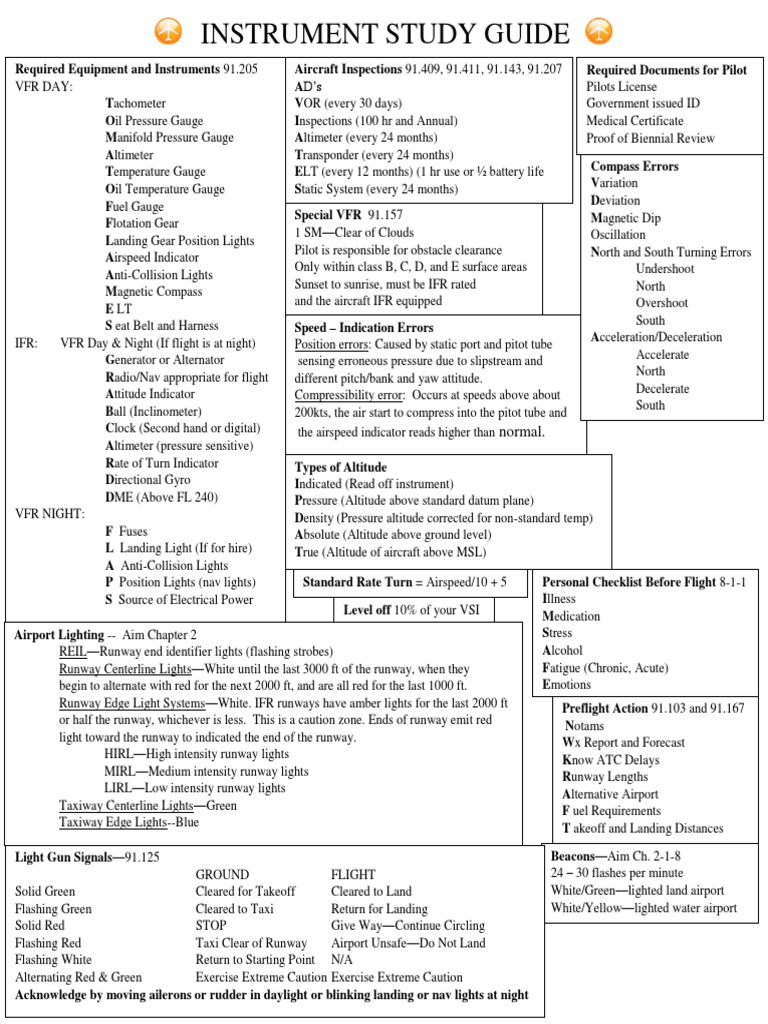Instrument Rating Study Guide | PDF | Instrument Flight Rules | Visual ...