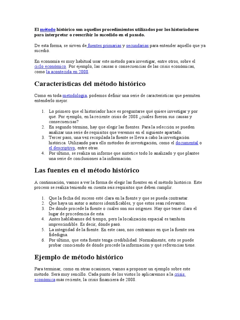 Metodo Historico PDF Macroeconómica Science