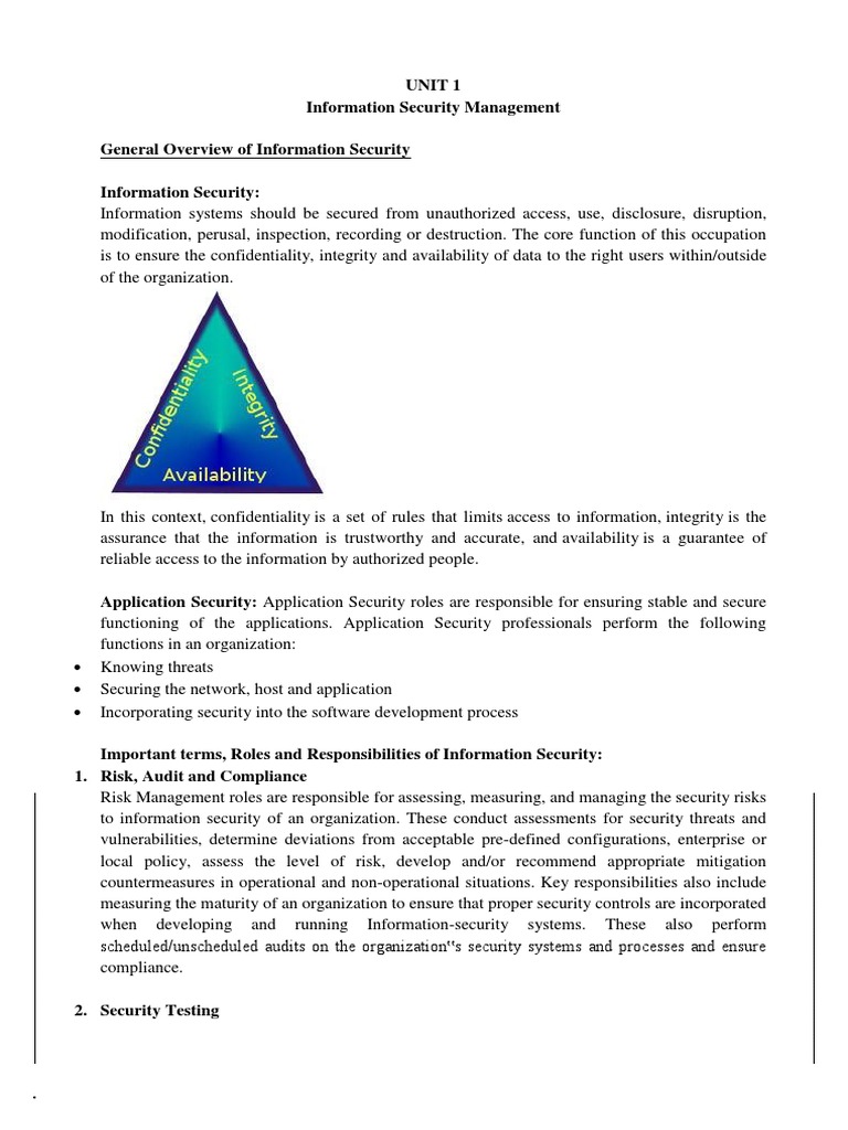 ISM UNIT 1 Notes | PDF | Computer Virus | Information Security