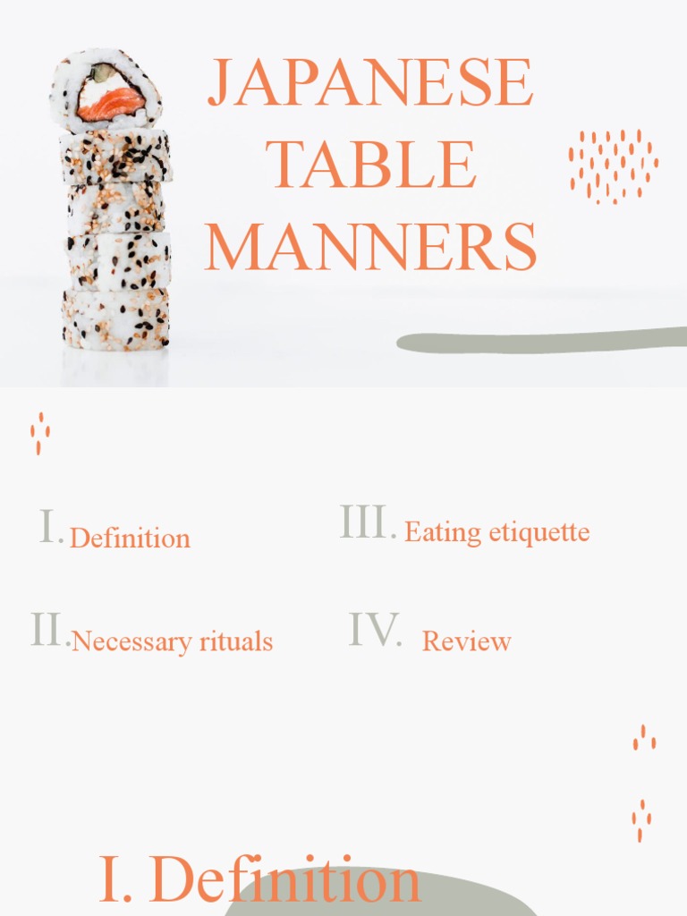 Japanese Table Manners PDF Food And Drink Preparation Food And Drink
