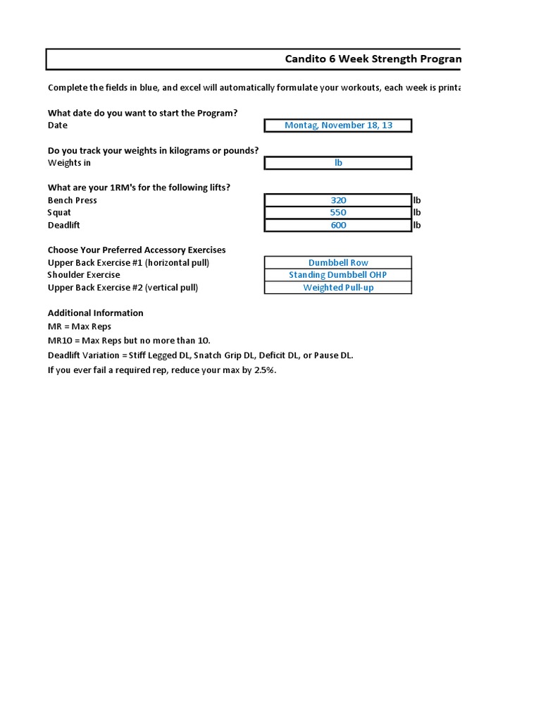 Candito 6 Week Strength Program Guide | PDF | Strength Training ...