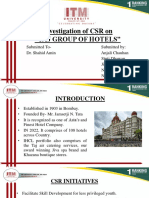 Investigation of CSR On "Taj Group of Hotels"