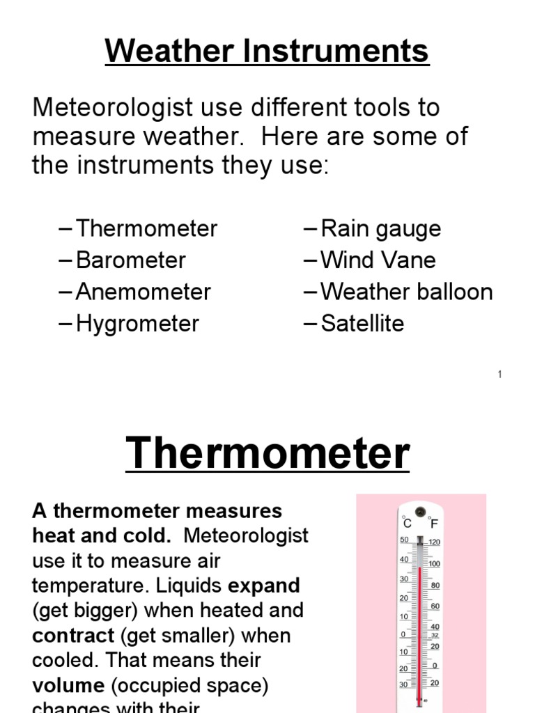 Weather Instruments Cut Paste PDF Thermometer Rain