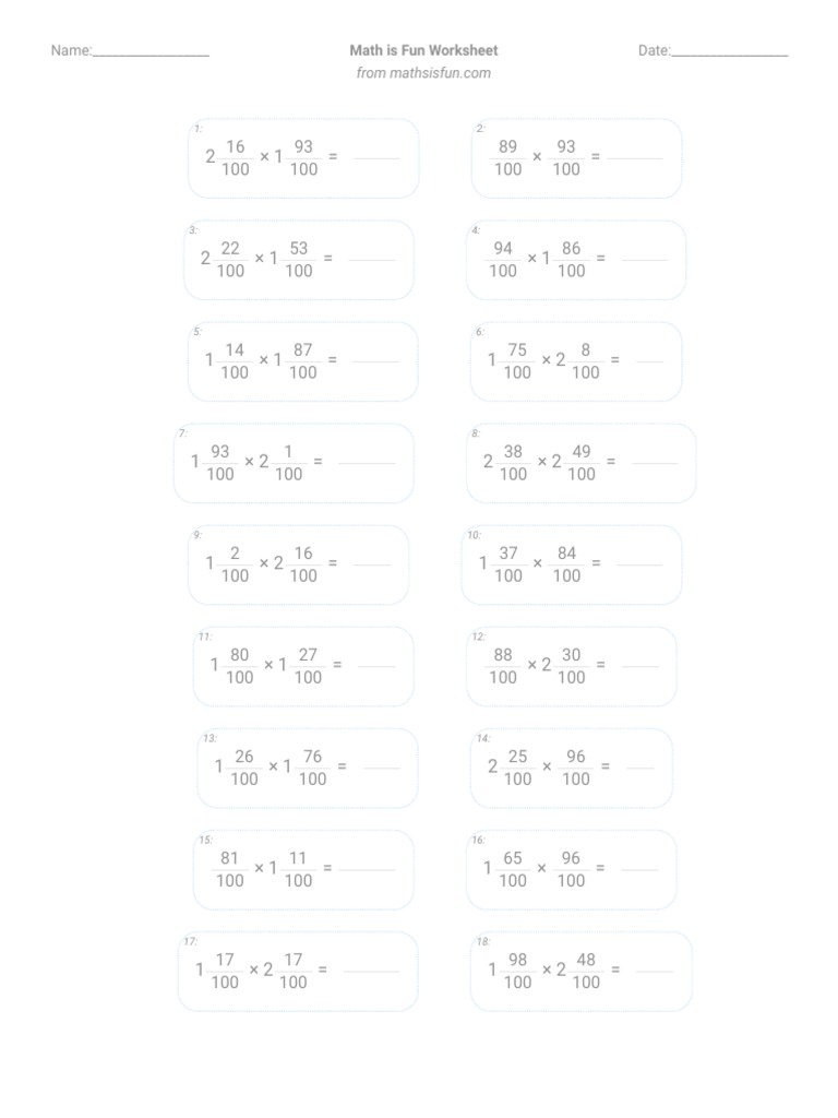 Fraction Worksheet PDF