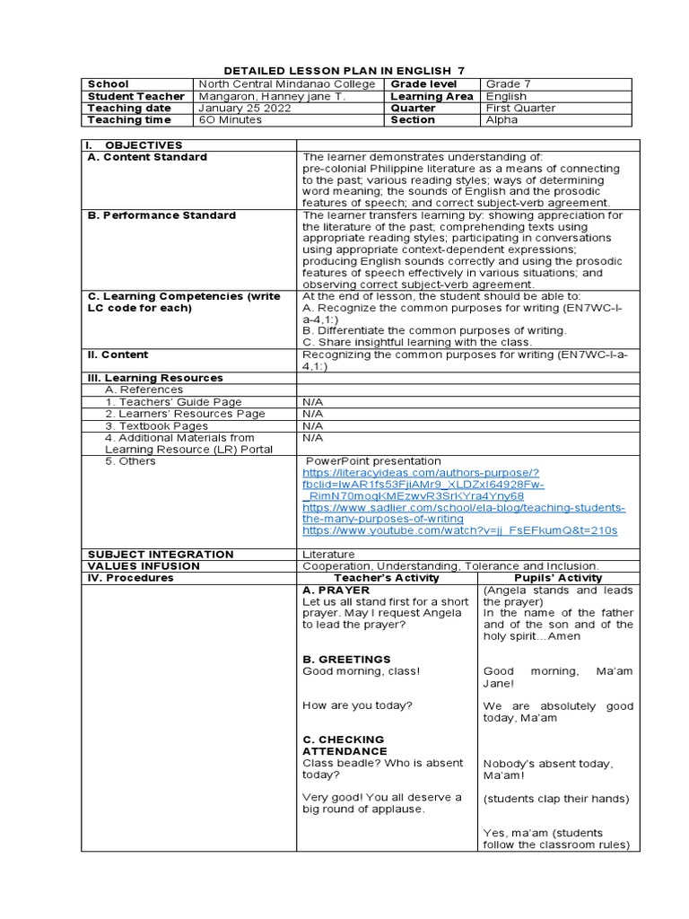 Lesson Plan Format Rawfinalna | PDF | Learning | Lesson Plan