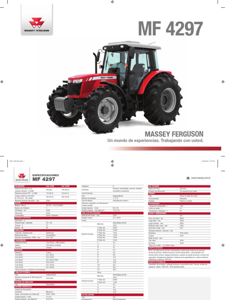 Spécifications du Massey Ferguson 4297 | PDF