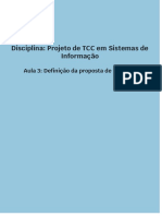 Definição da proposta de trabalho para TCC em Sistemas de Informação