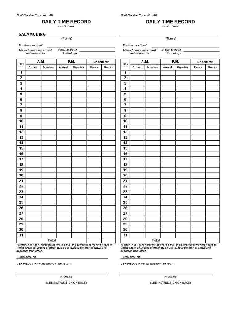 Daily Time Record Daily Time Record: Salamoding | PDF