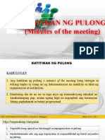 Ang Katitikan NG Pulong o Minutes of The Meeting