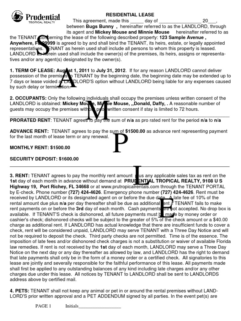 Sample Lease | PDF