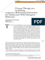 The Use of Group Therapy As A Means of Facilitating Cognitive-Behavioural Instruction For Adolescents With Disruptive Behaviour