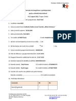 Formular de Înregistrare A Participantului Pentru Schimbul Intercultural 9-21 August 2022, Trogen, Elveția