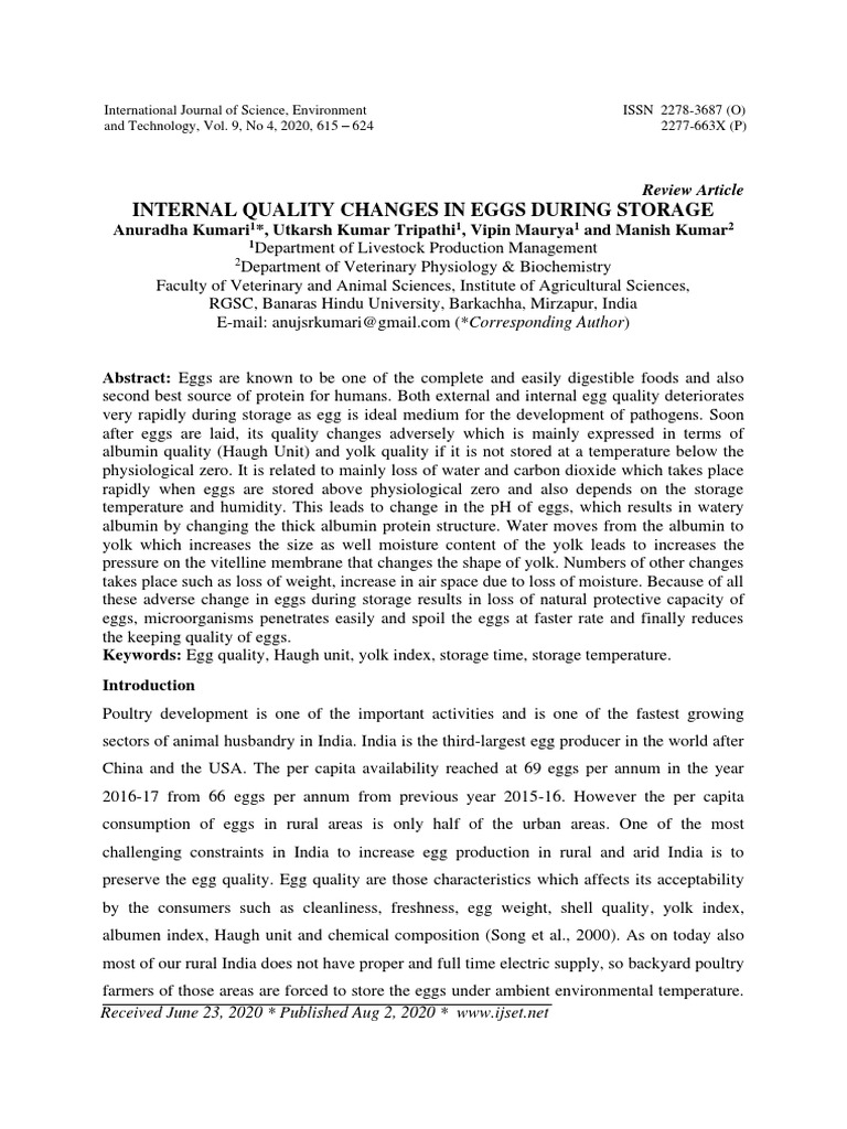 Egg Quality and Haugh Unit in Storage | PDF | Egg As Food | Egg White